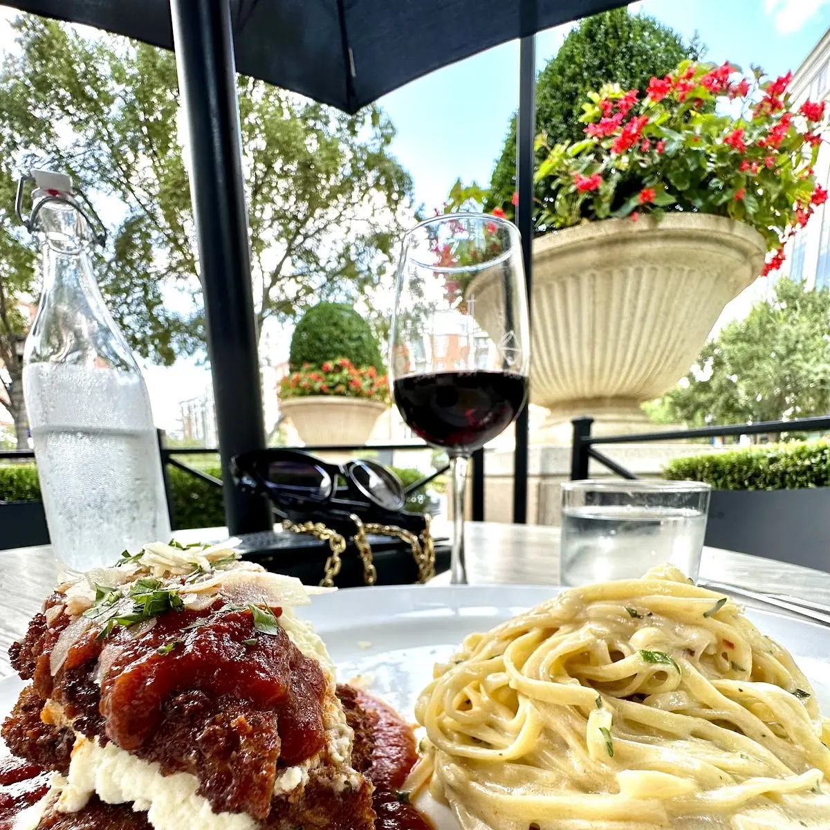 Eggplant Parmesan with Alfredo Pasta