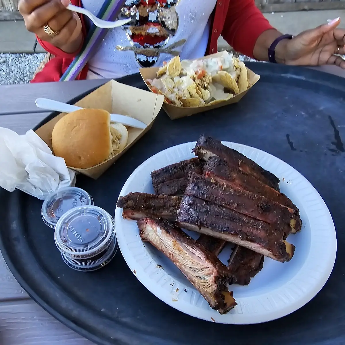 Ribs Pulled Chicken Sandwich