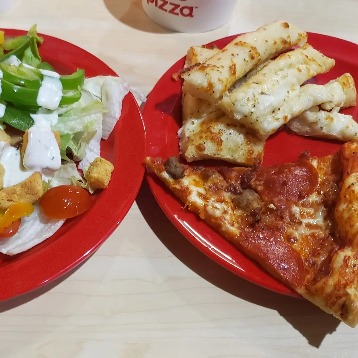 Pepperoni Pizza Breadsticks and House Salad