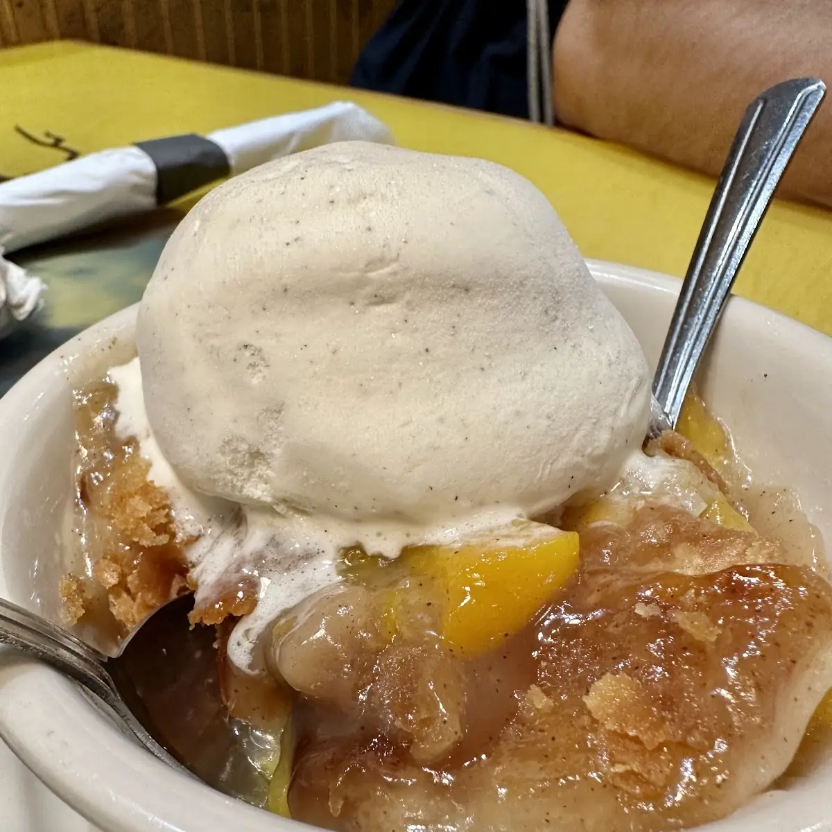 Peach Cobbler and Ice Cream