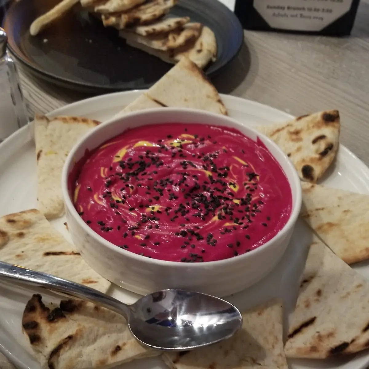 Beet Dip with Pita Bread