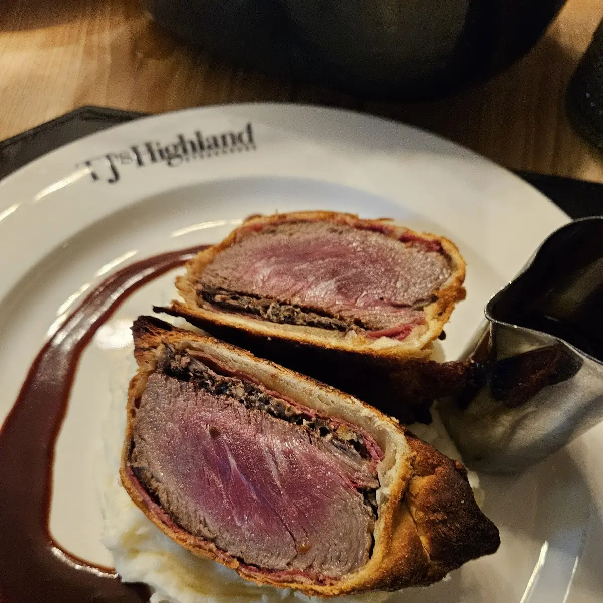 Beef Wellington with Mashed Potatoes and Sauce