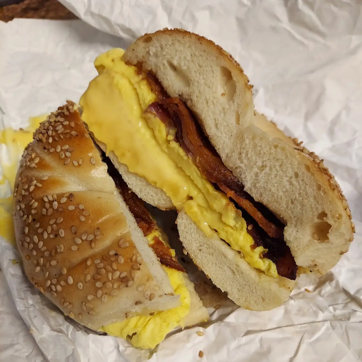 Bacon Egg & Cheese on a Sesame Bagel