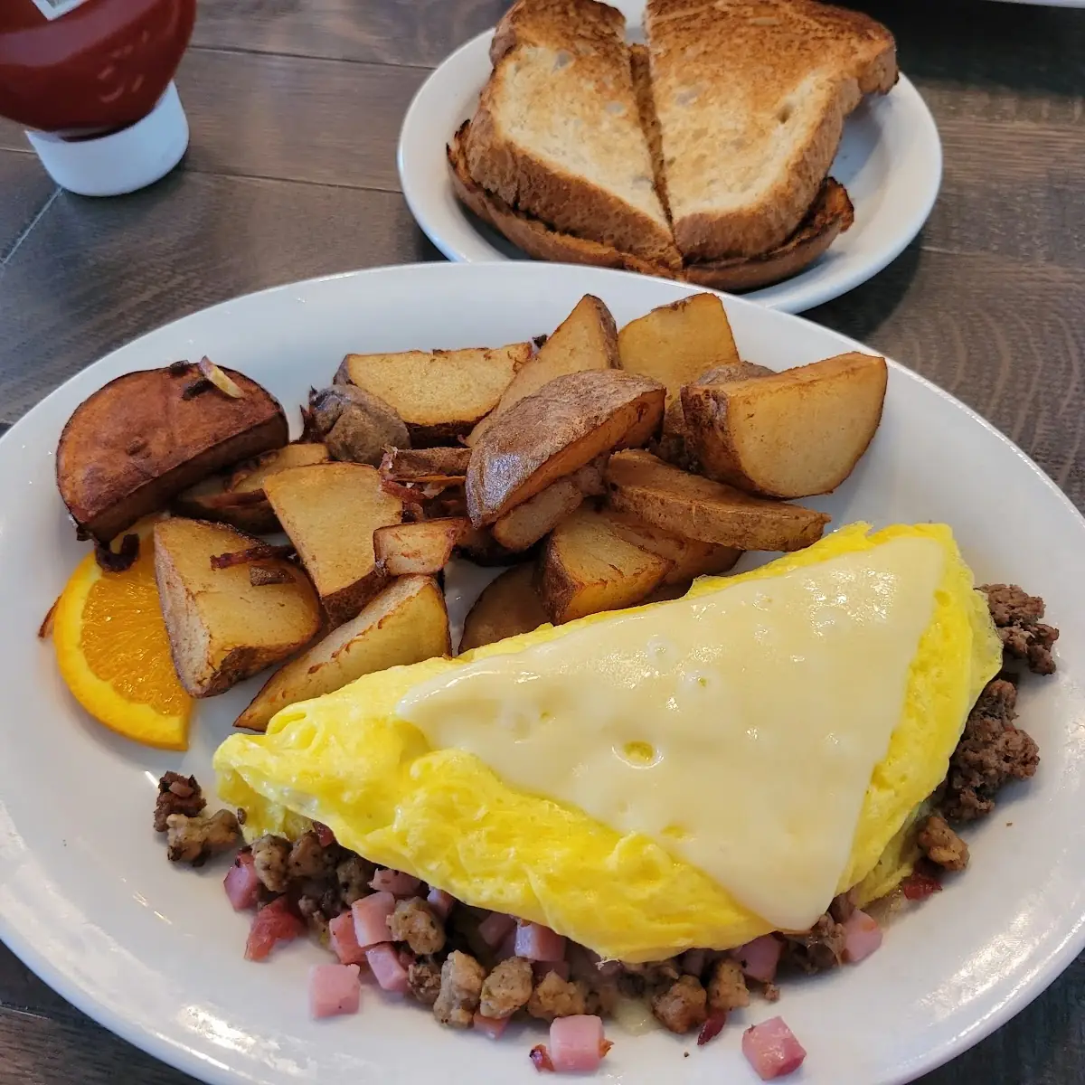 Meat Omelet with Home Fries