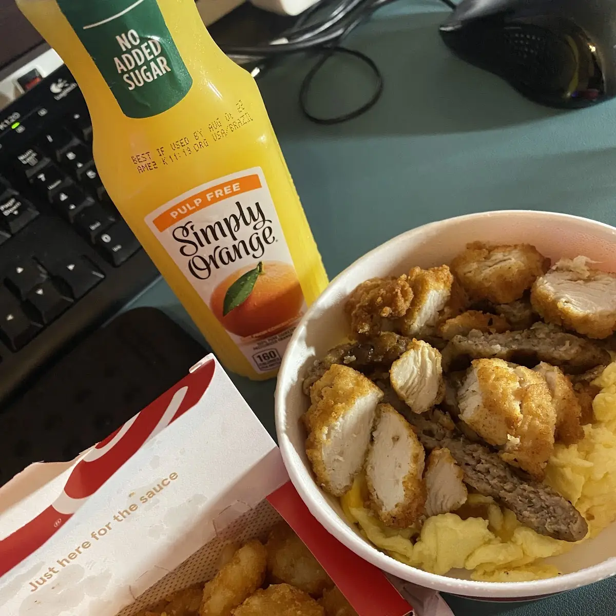 Hash Brown Chicken Breakfast Bowl with Sausage