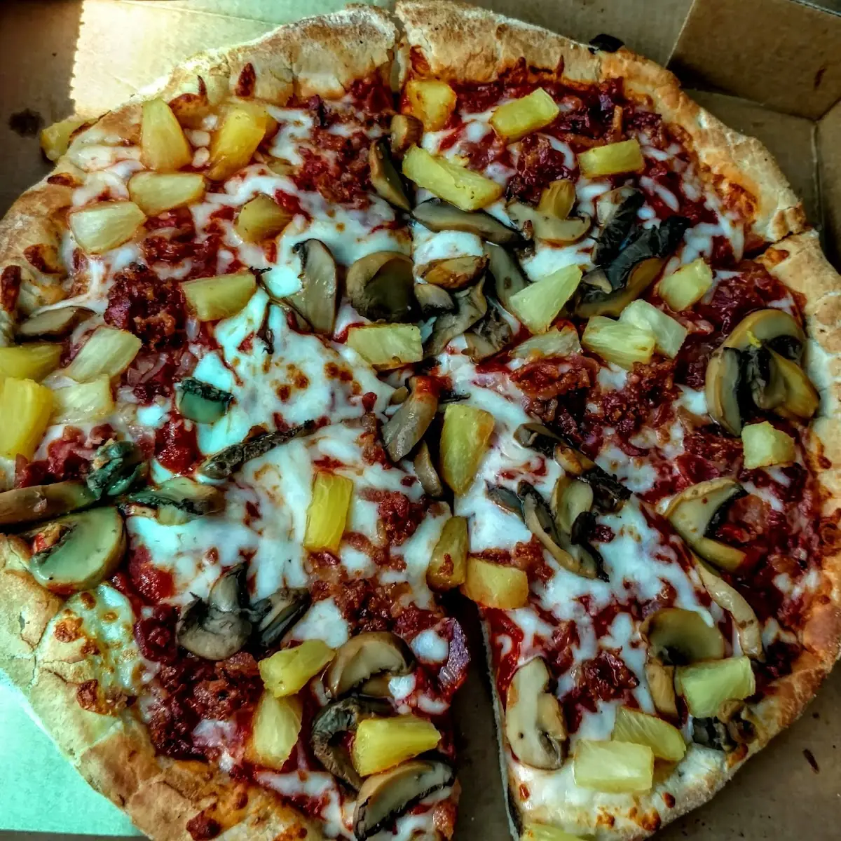 Bacon Pineapple Mushroom Pizza