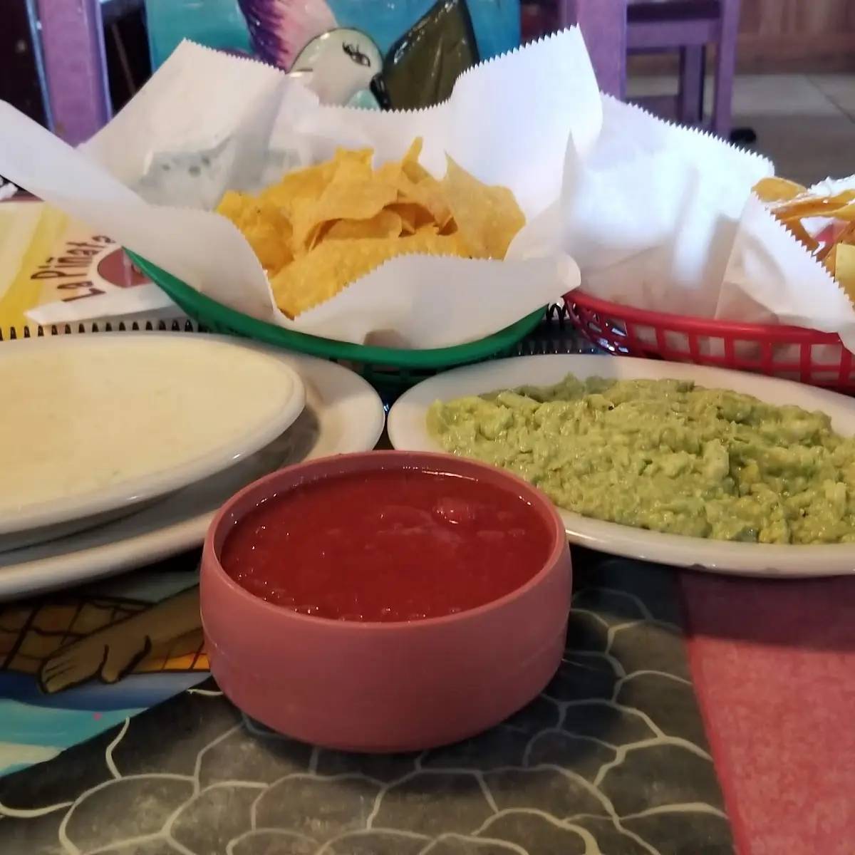 Cheese Dip and Guacamole with Chips