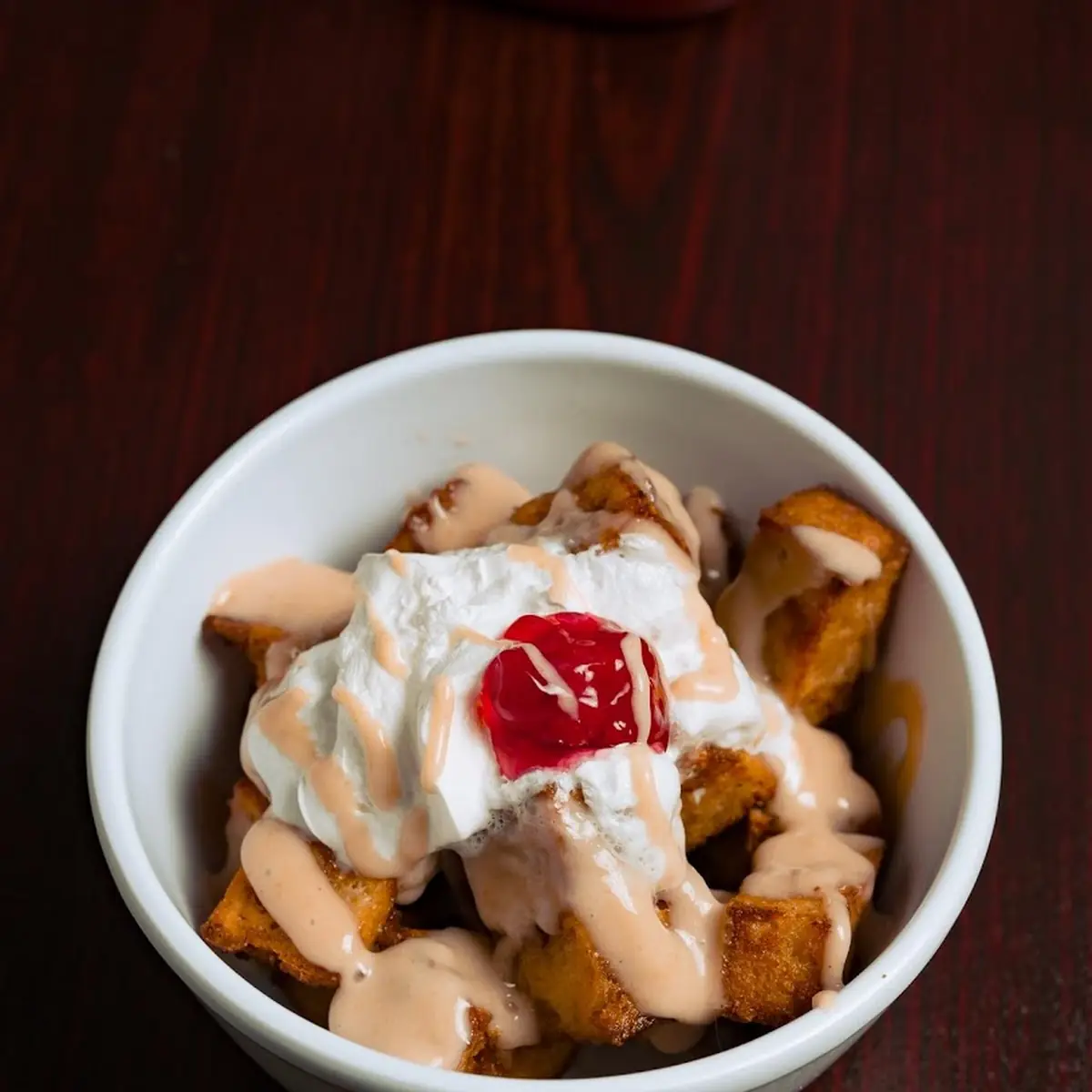 Bread Pudding Bites with Coconut Guava Sause