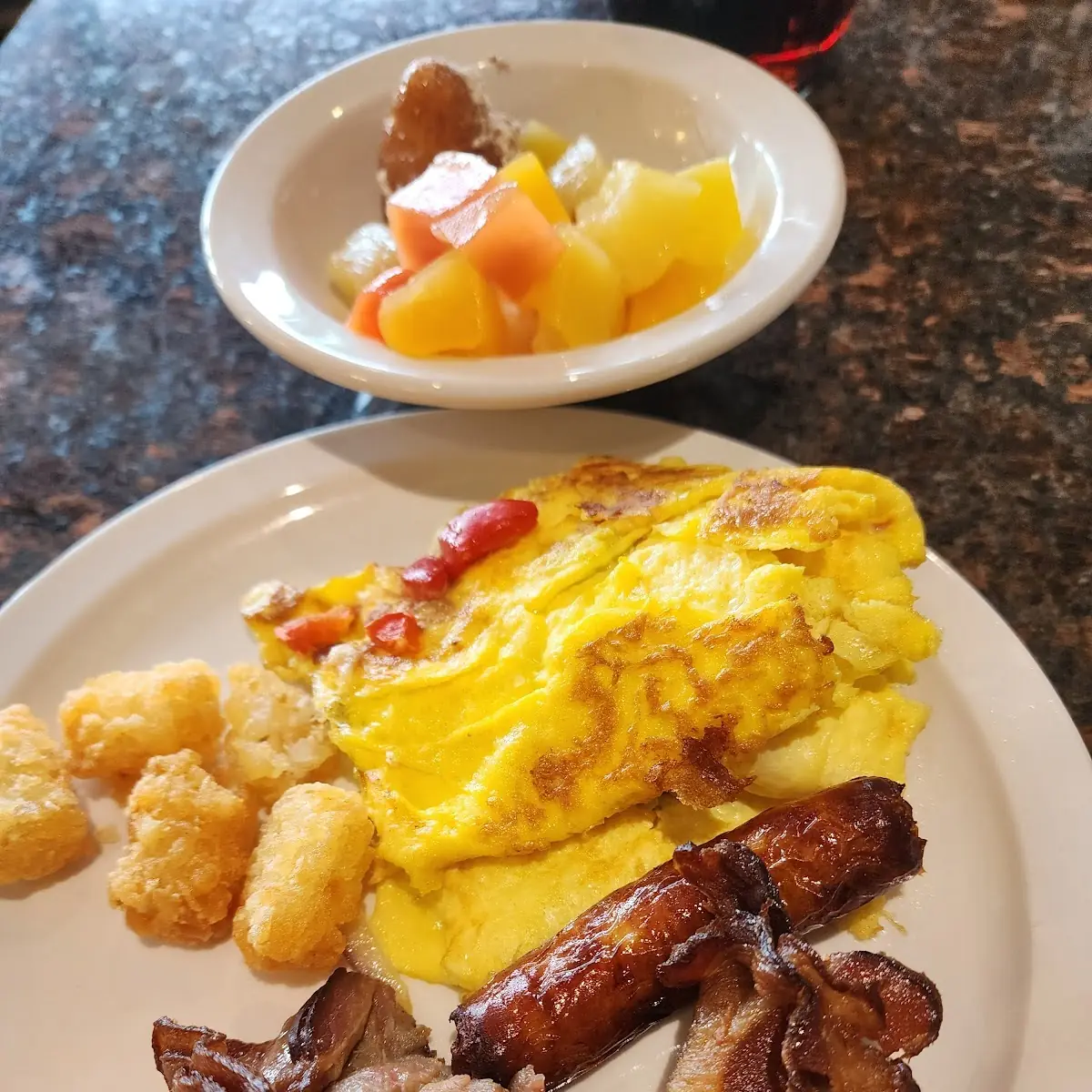 Eggs Bacon Sausage Home Fries