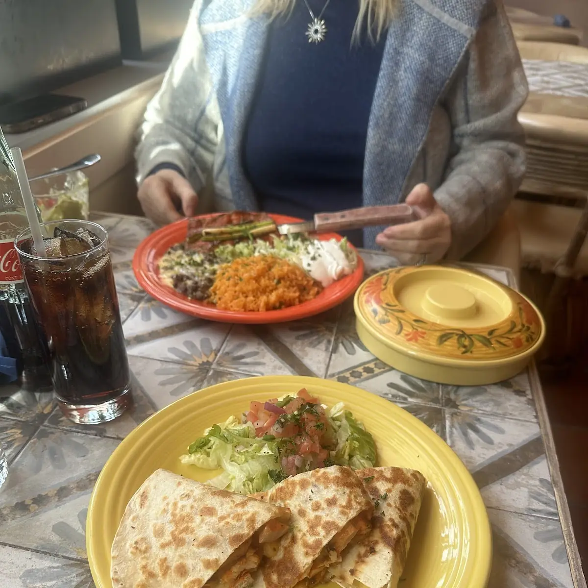 Cheese Quesadilla with Sour Cream and Pico De Gallo