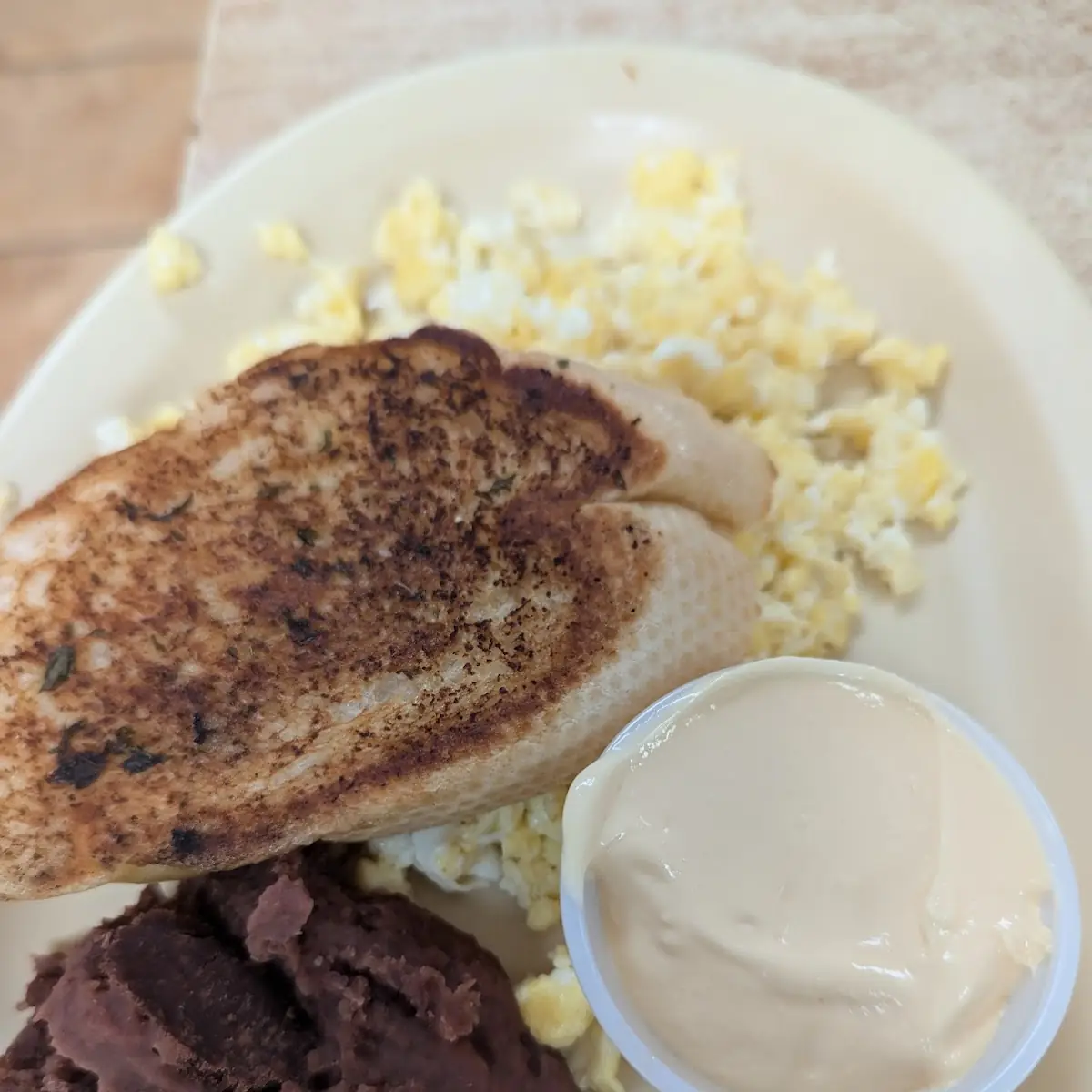 Scrambled Eggs Beans and Toast