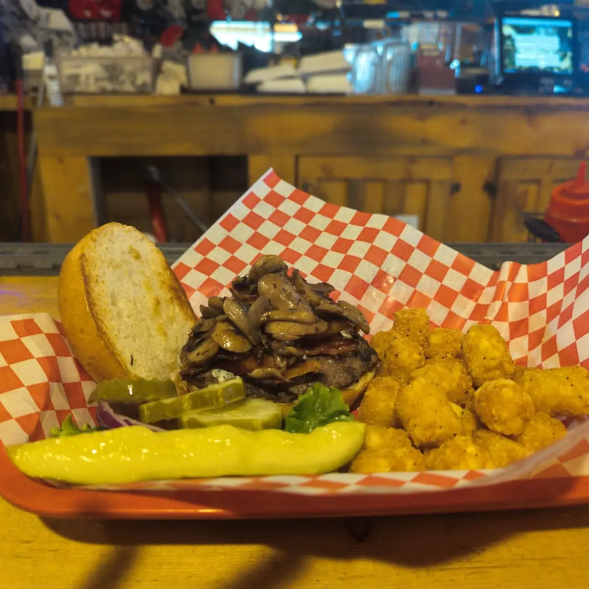 Roadhouse Burger and Tots