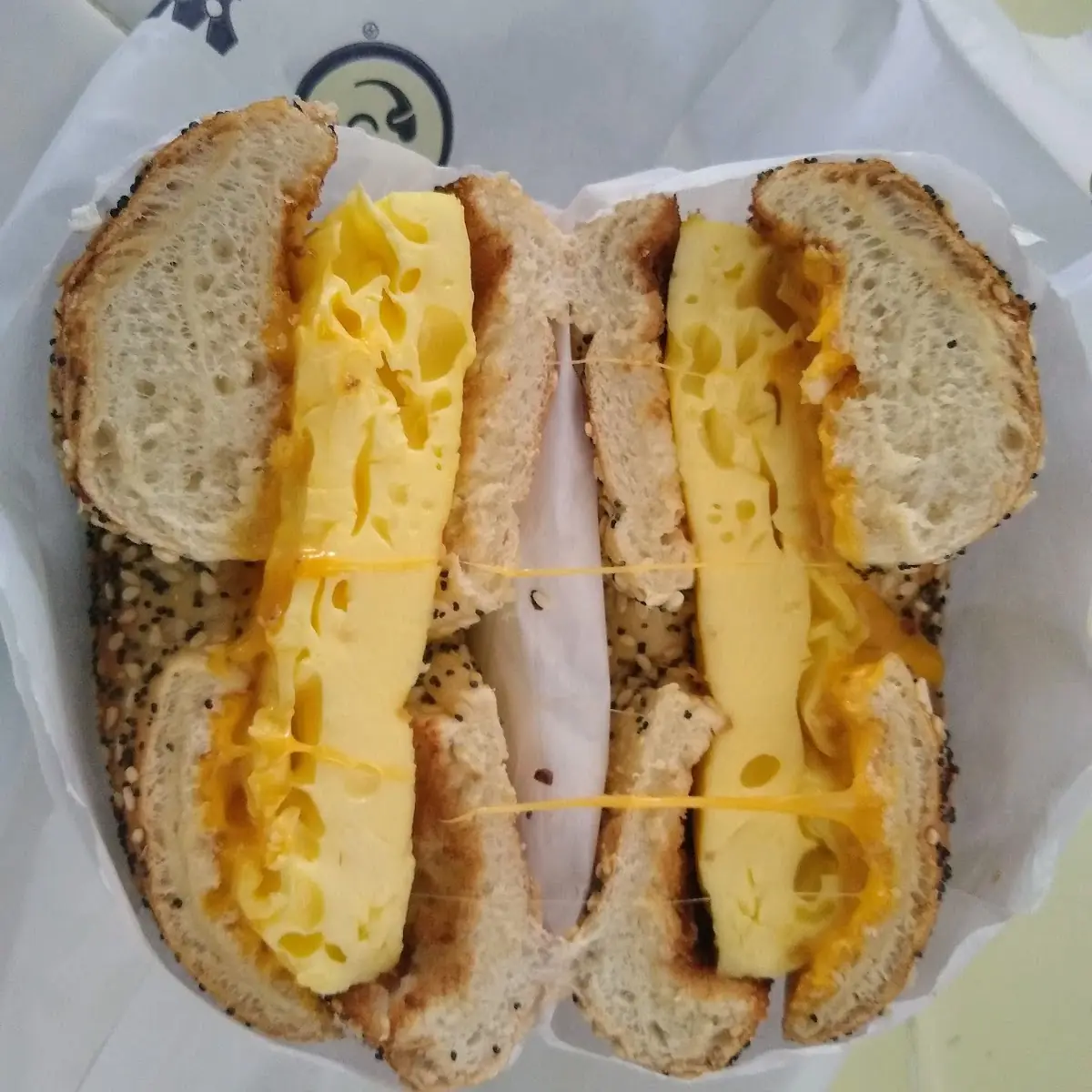 Egg and Cheese on an Everything Bagel