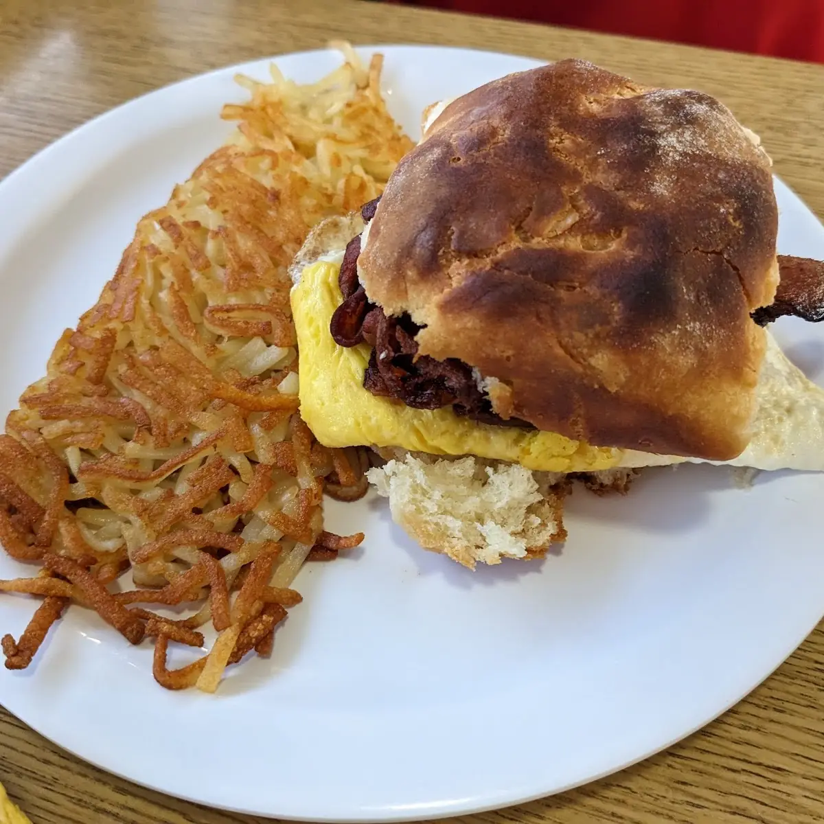 Bacon and Egg Biscuit with Hash Brown