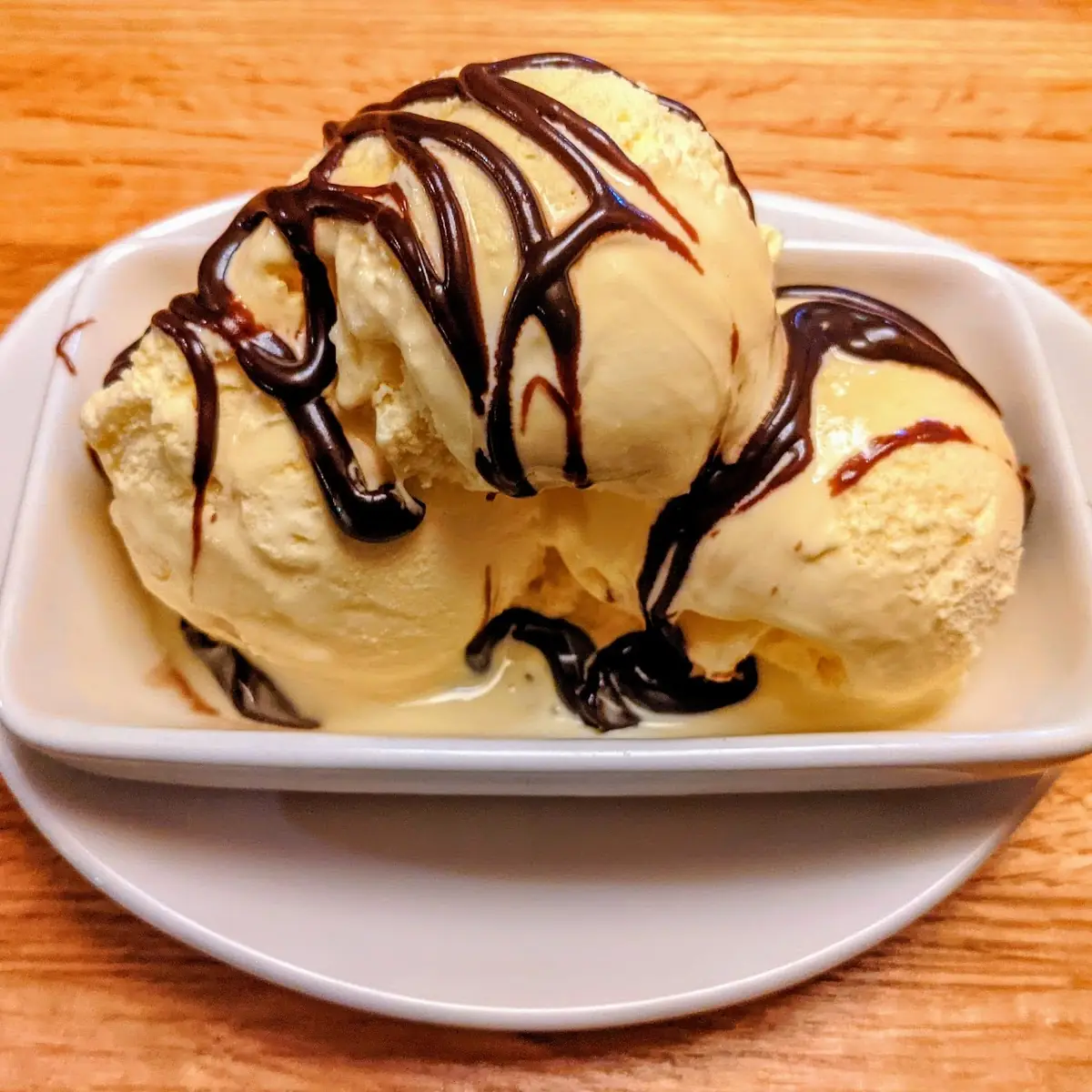 Vanilla Ice Cream with Chocolate Syrup