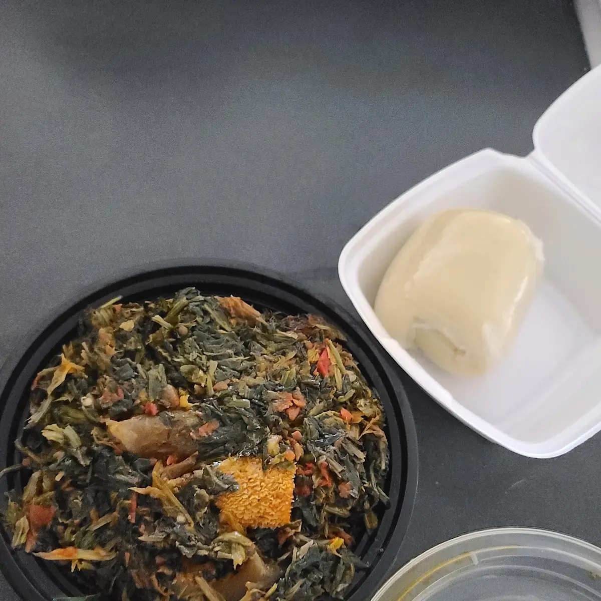 Pounded Yam and Vegetable Soups