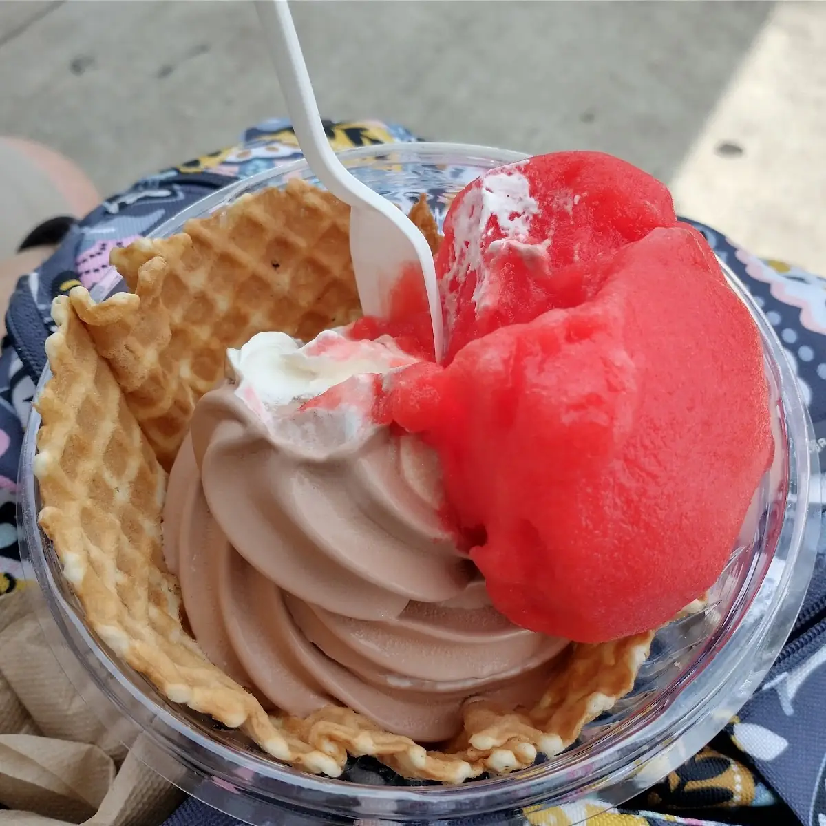 Waffle Cone with Ice Cream and Strawberries