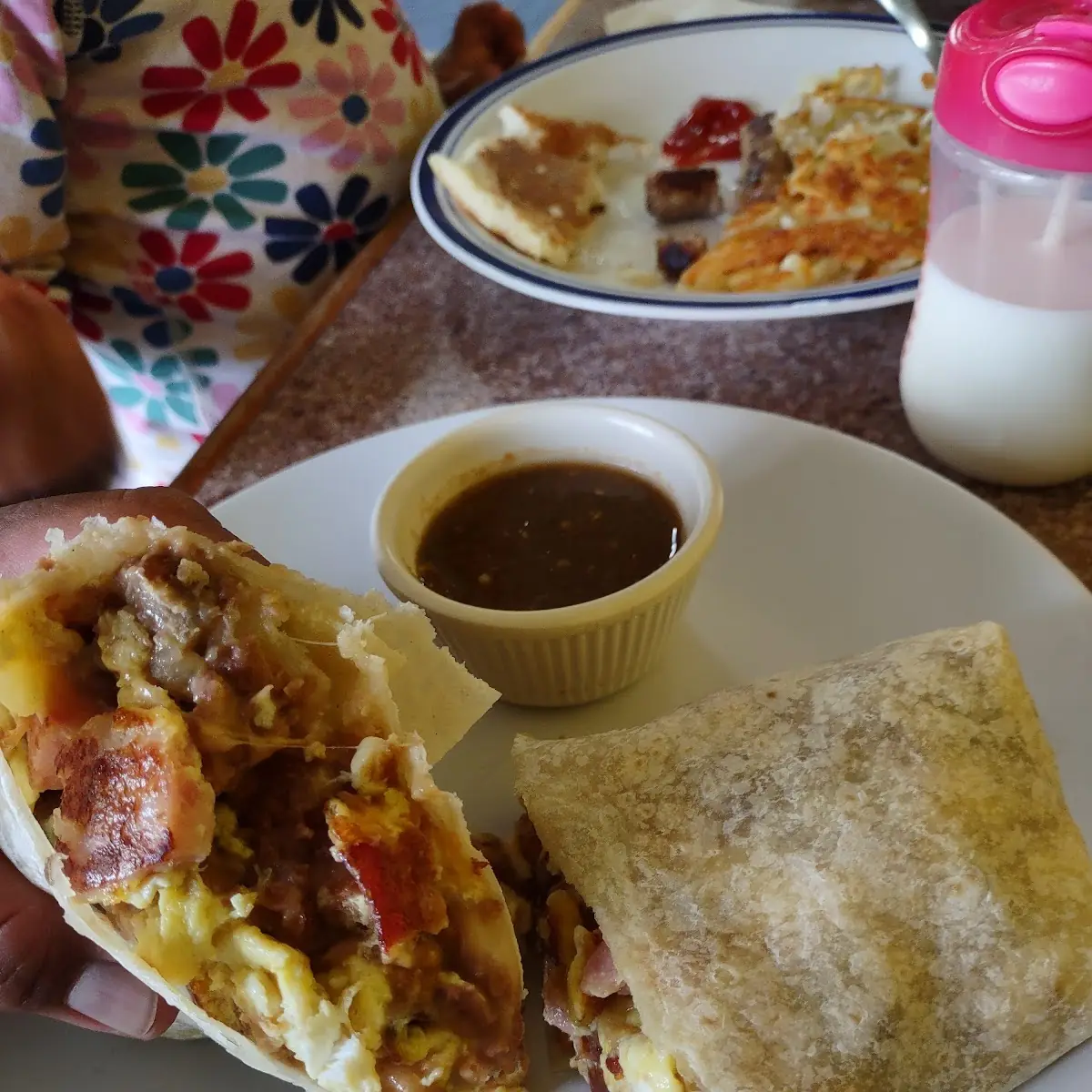 Three Meat with Beans Breakfast Burrito