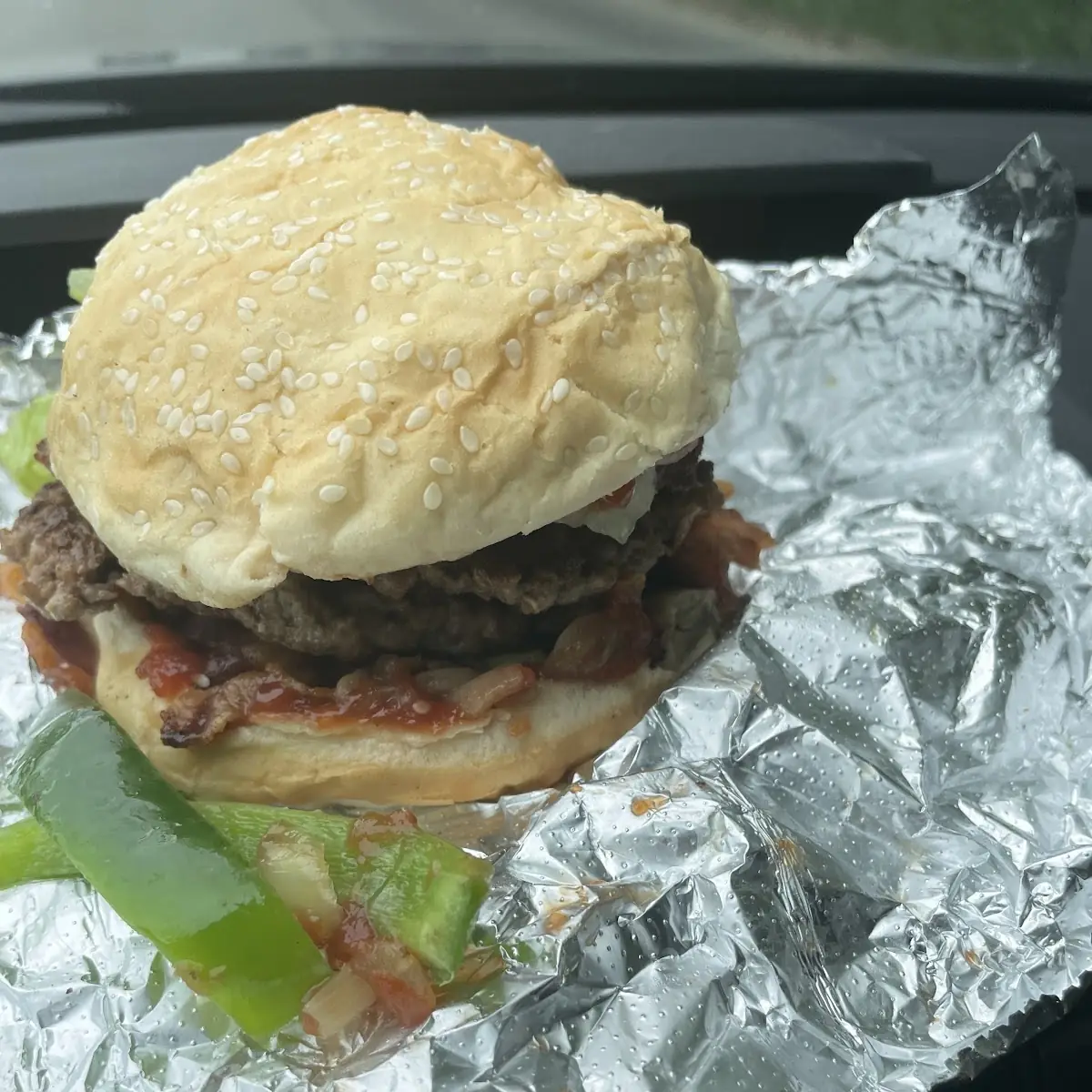 Bacon Burger with Grilled Onions