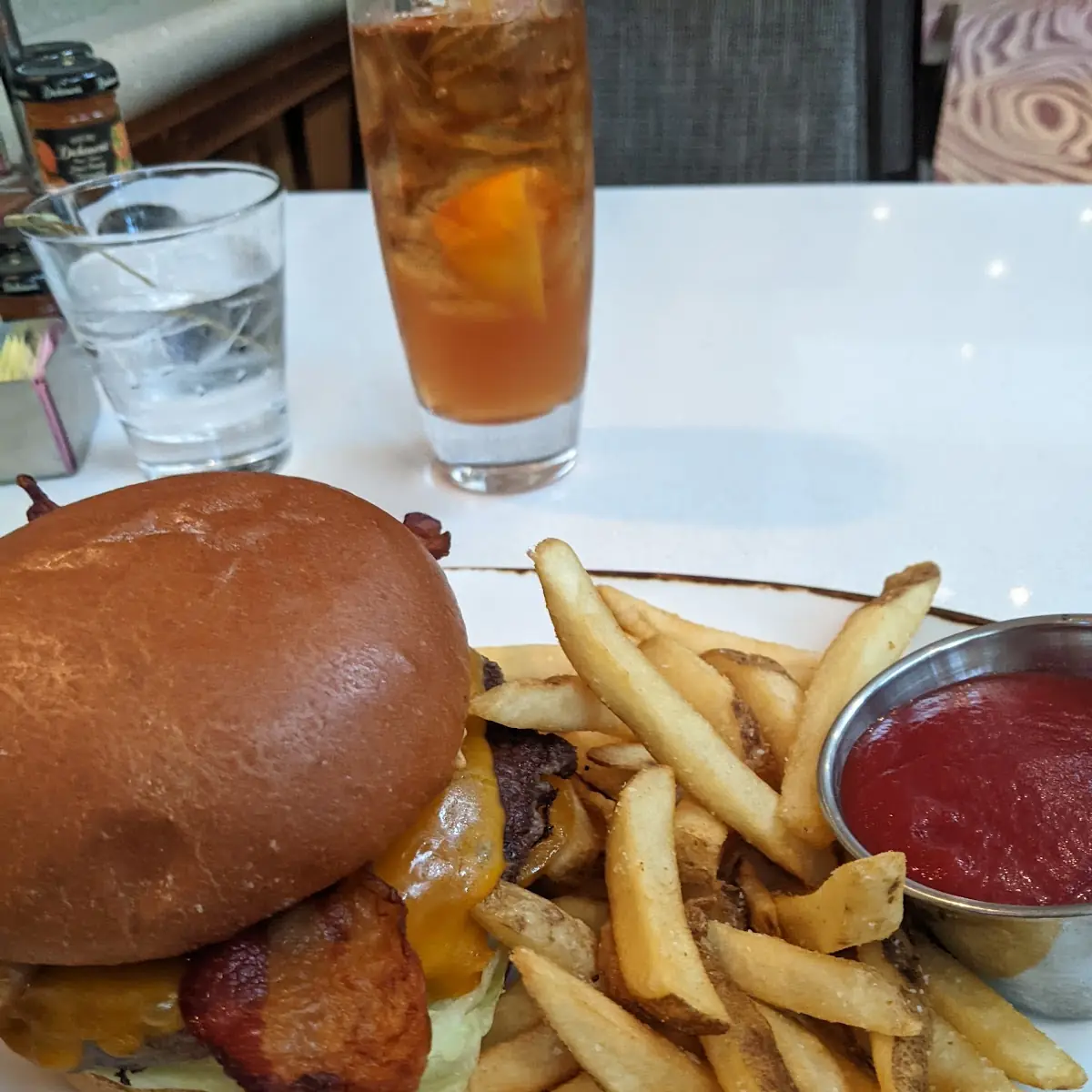 Bacon Cheese Burger and Fries