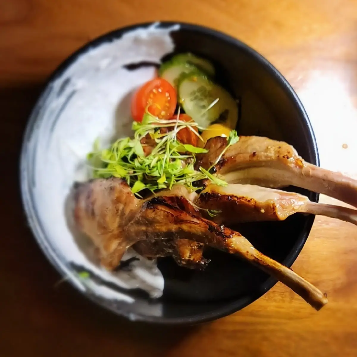 Grilled Lamb Chops with Salad