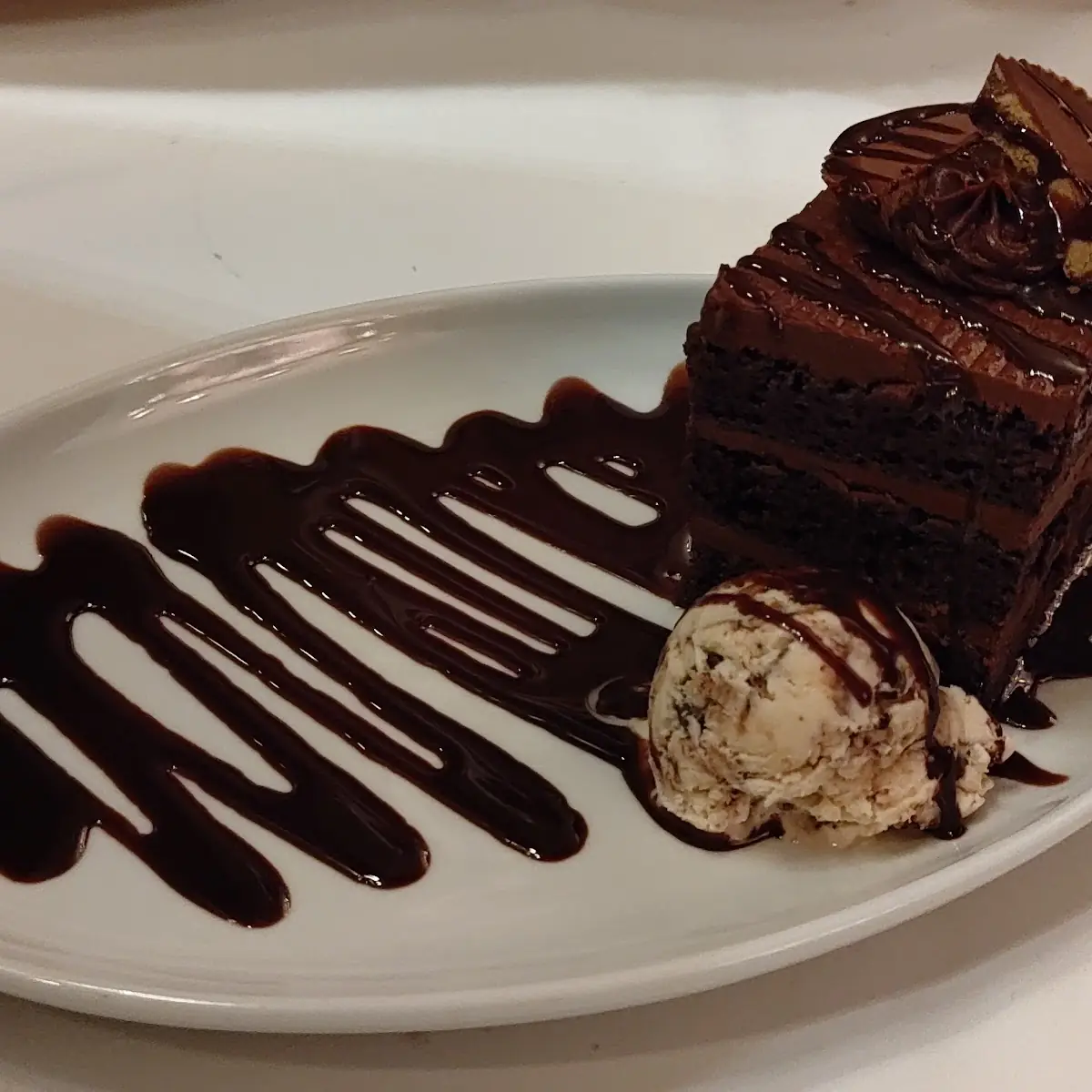 Chocolate Cake with Peanut Butter Ice Cream