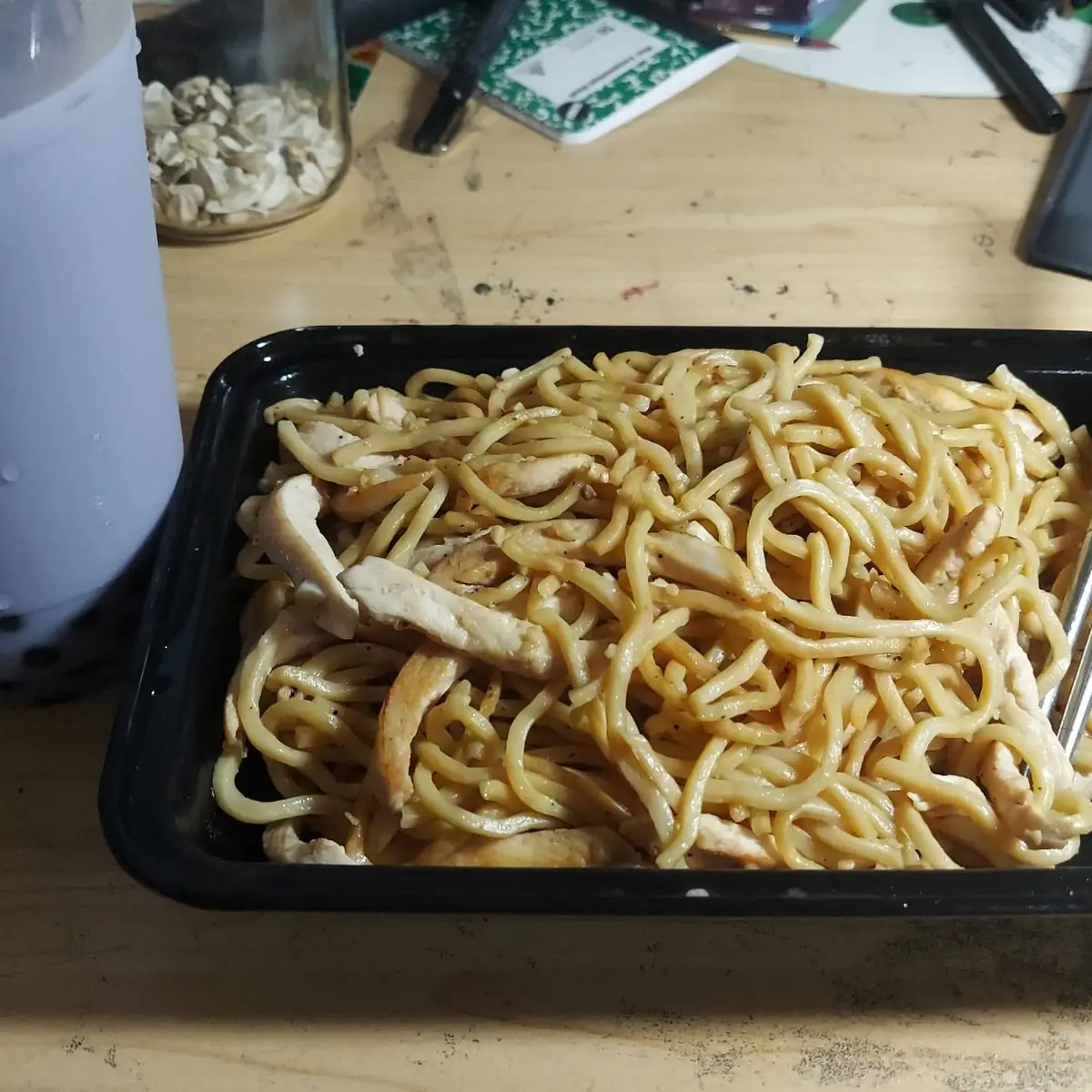 Chicken Noodles Taro Milk Tea