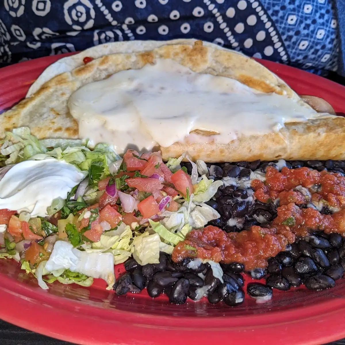 Chicken Quesadillawith Black Beans and Rice