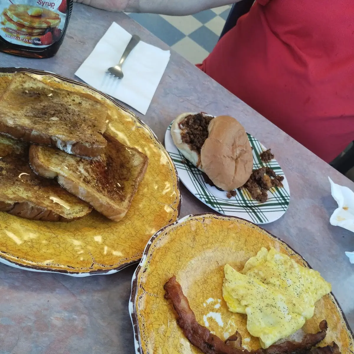 French Toast and Greek Burger