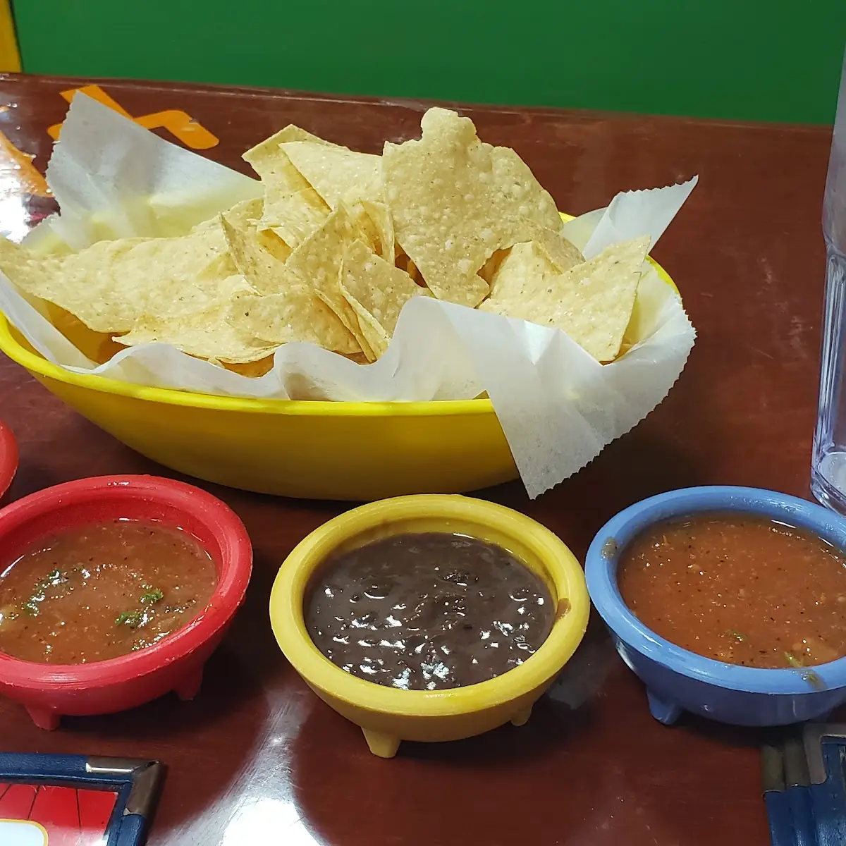 Chips Salsa and Black Beans