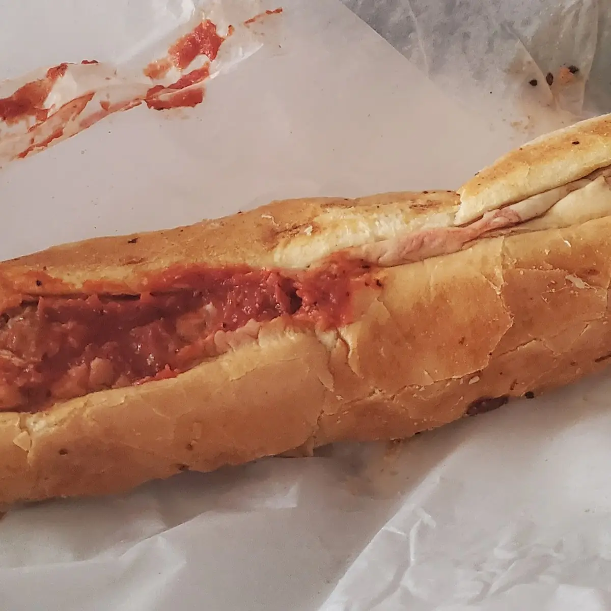 large meatball sub with 5 items added
