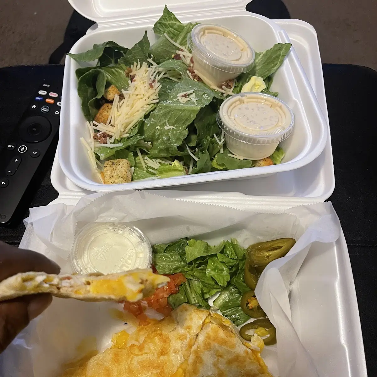 Chicken Quesadilla with a Ceaser Salad