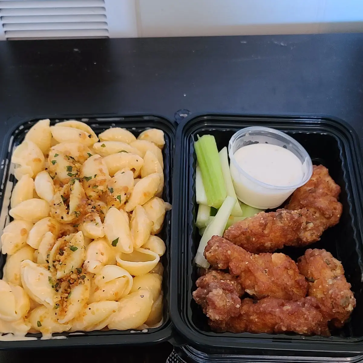 Truffle Mac and Cheese & Garlic Parmesan Chicken Wings
