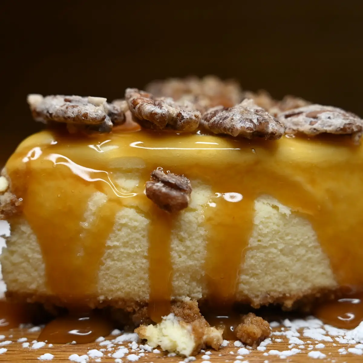 Caramel Bourbon Glazed Cheesecake