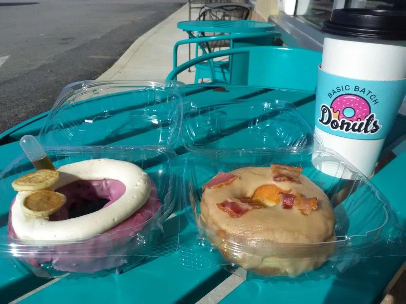 Blueberry Pancake as and Maple Bacon Donuts