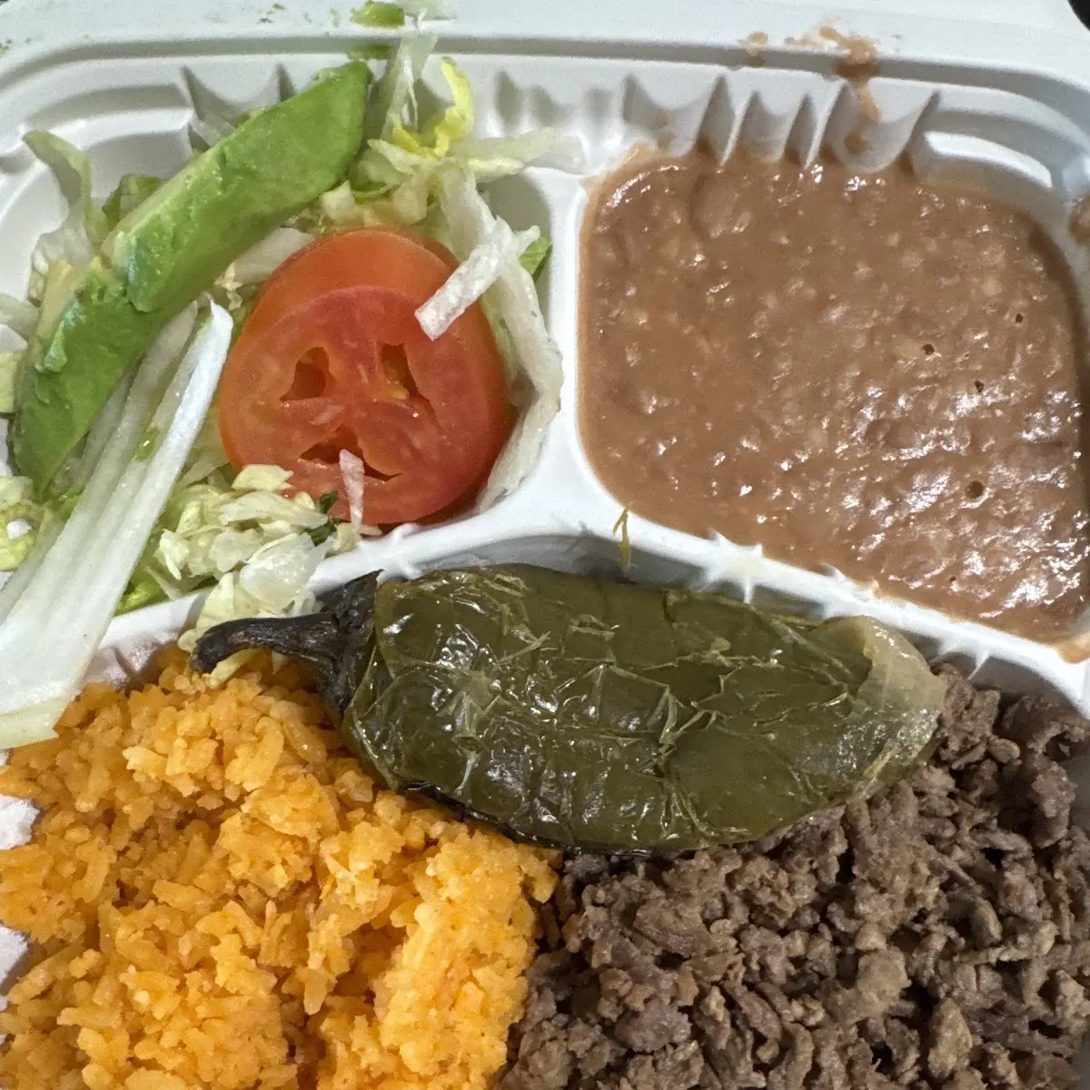 Tacos with Rice Beans and Small Drink