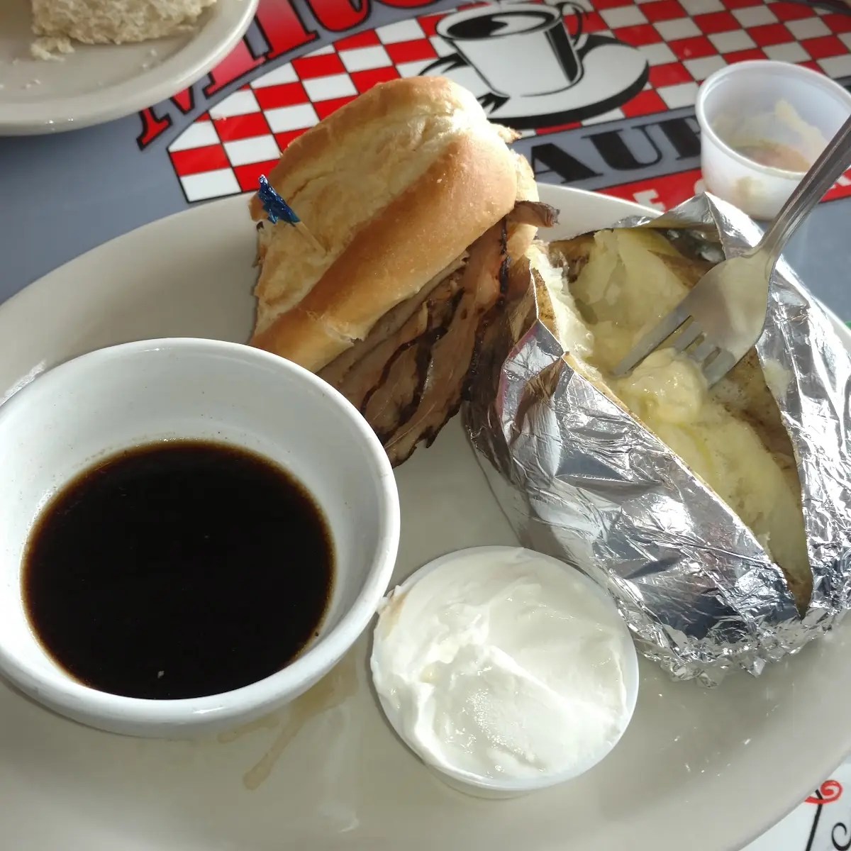 French Dip with Baked Potato