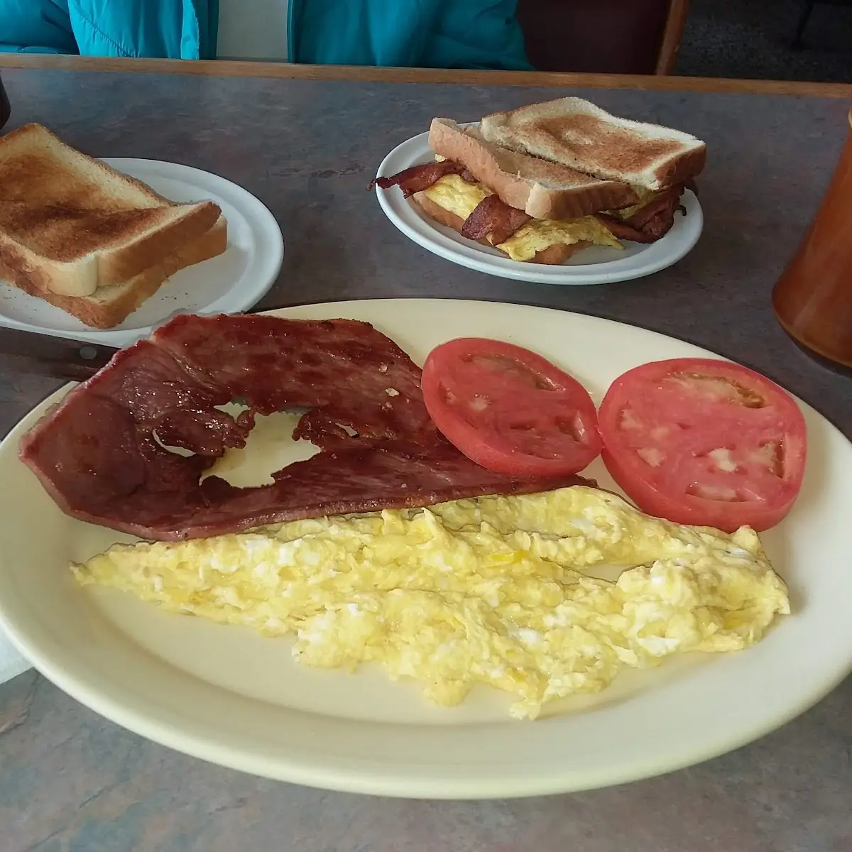 2eggs over Easy Corn Beef Hash Hashbrowns and Toast