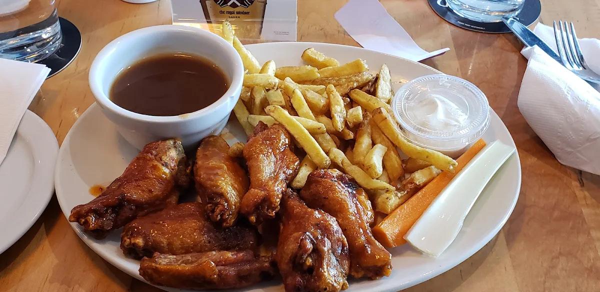 Chicken Wings Served with Fries and Gravy, The Royal Windsor Pub & Eatery