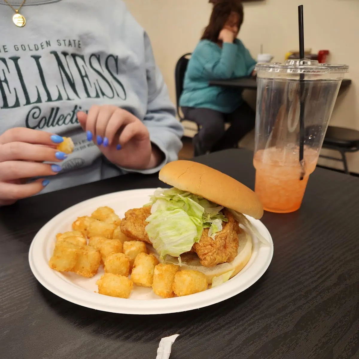 Chicken Sandwich and Tots
