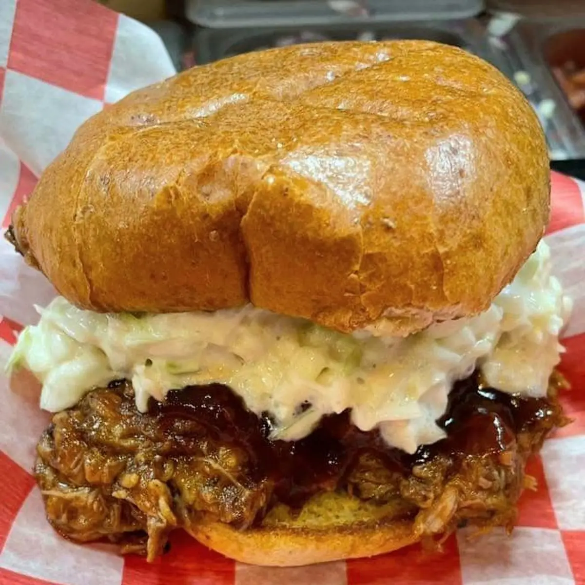 Pulled Pork and Coleslaw Sandwich