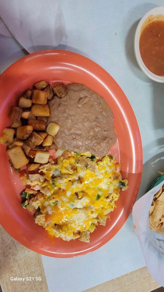 Huevos a La Mexicana with Beef or Chicken