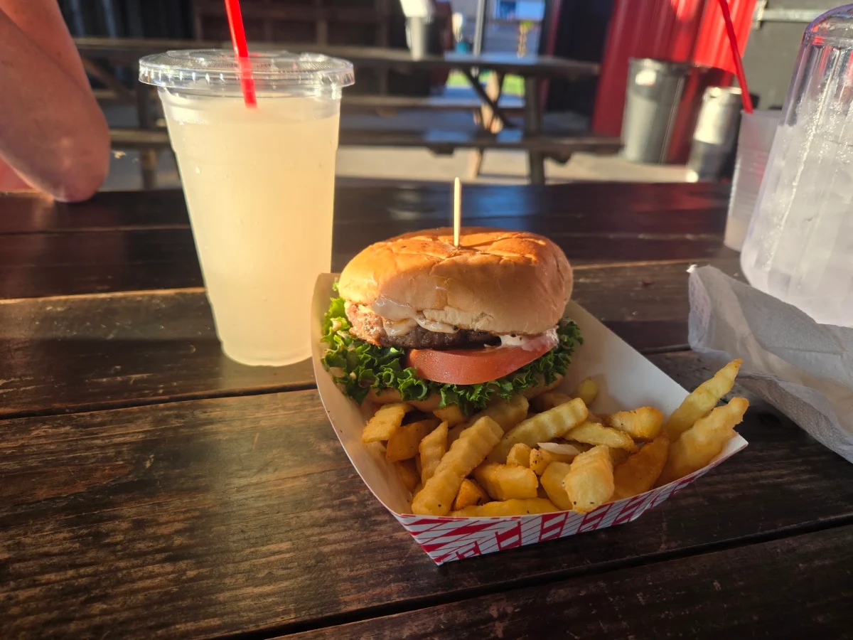 Cheese Burger and Cajun Fries