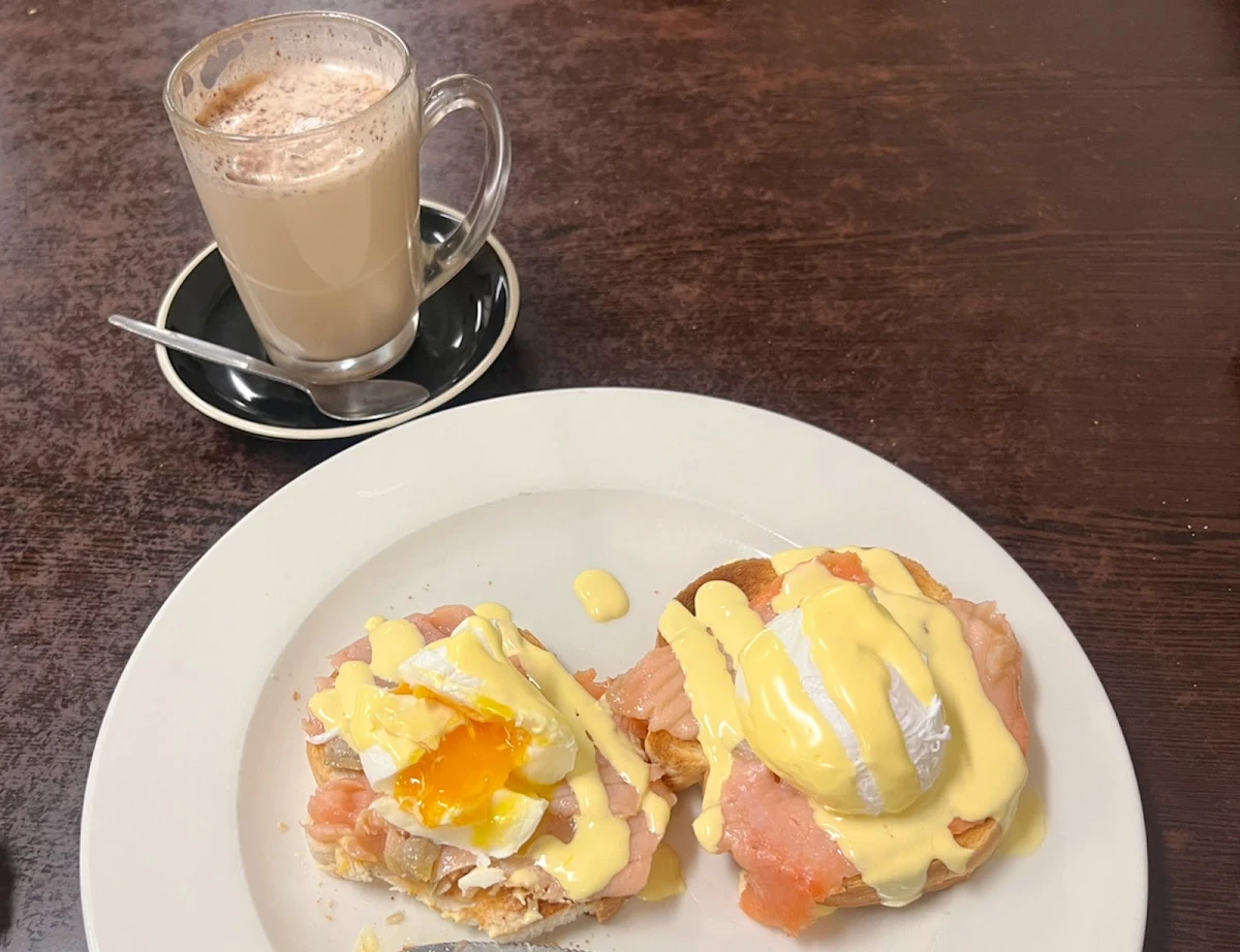 Poached Eggs on Toast with Salmon and Hollandaise Sauce, Cafe 2 Sixty 2