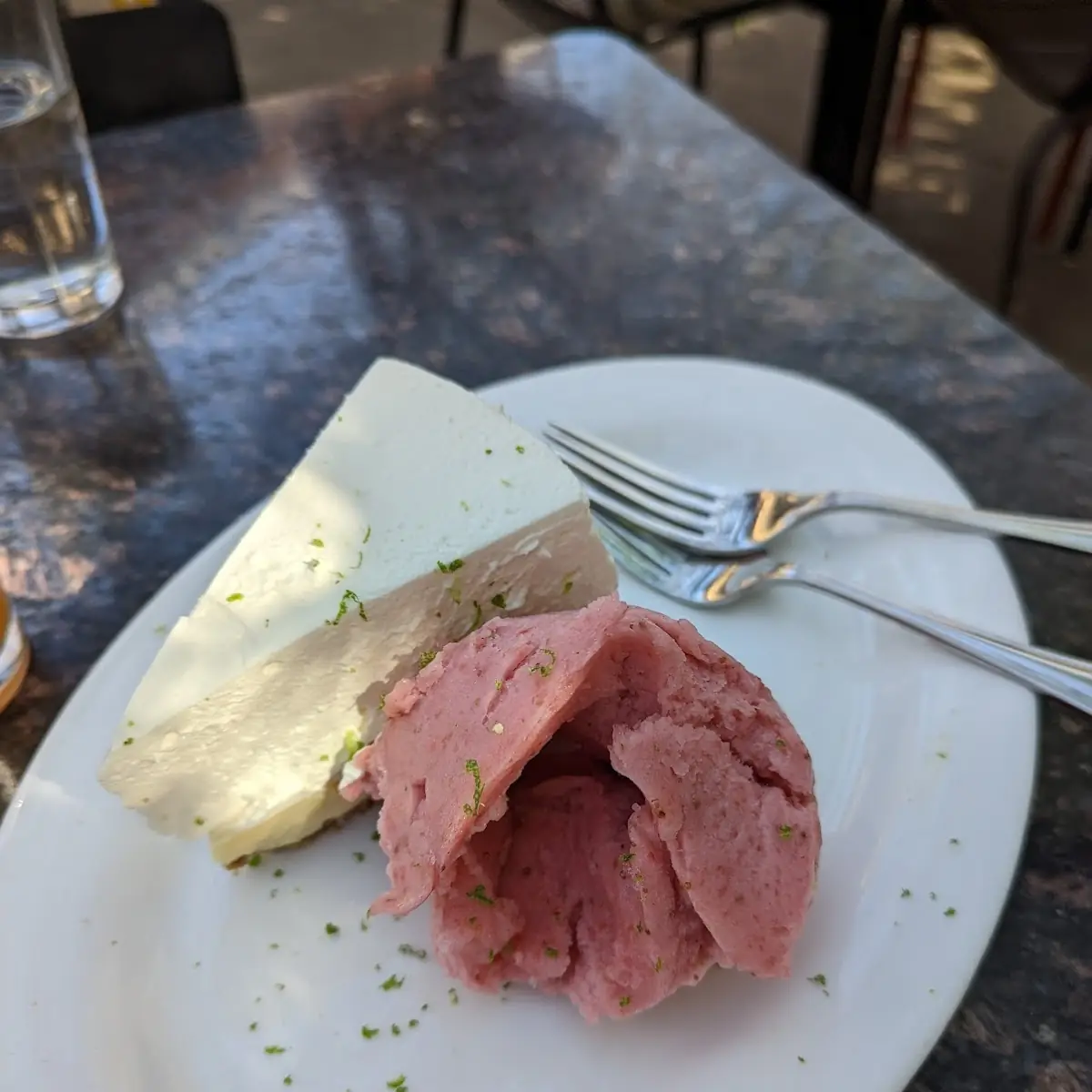 Key Lime Pie with Strawberry Gelato