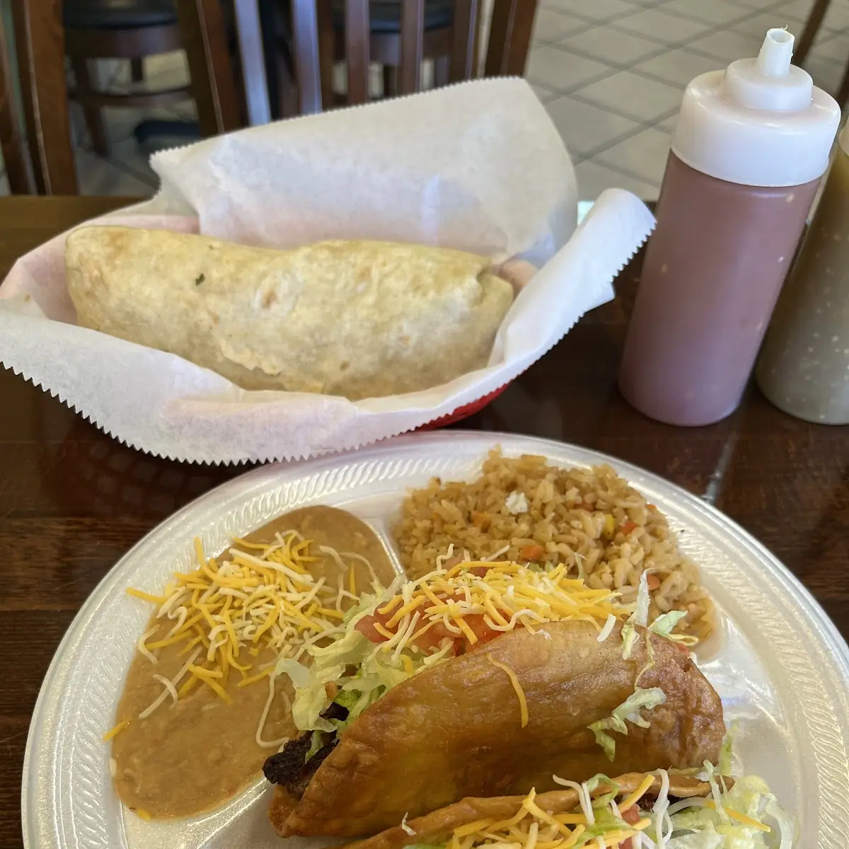 Cheese Enchiladas with Beans and Rice