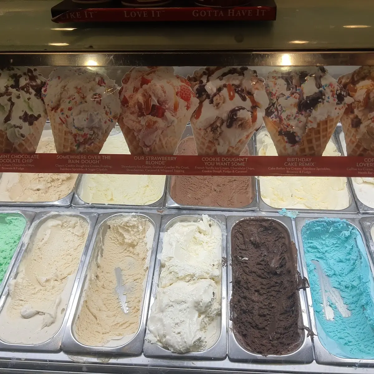 Assorted Ice Cream Flavors in Display