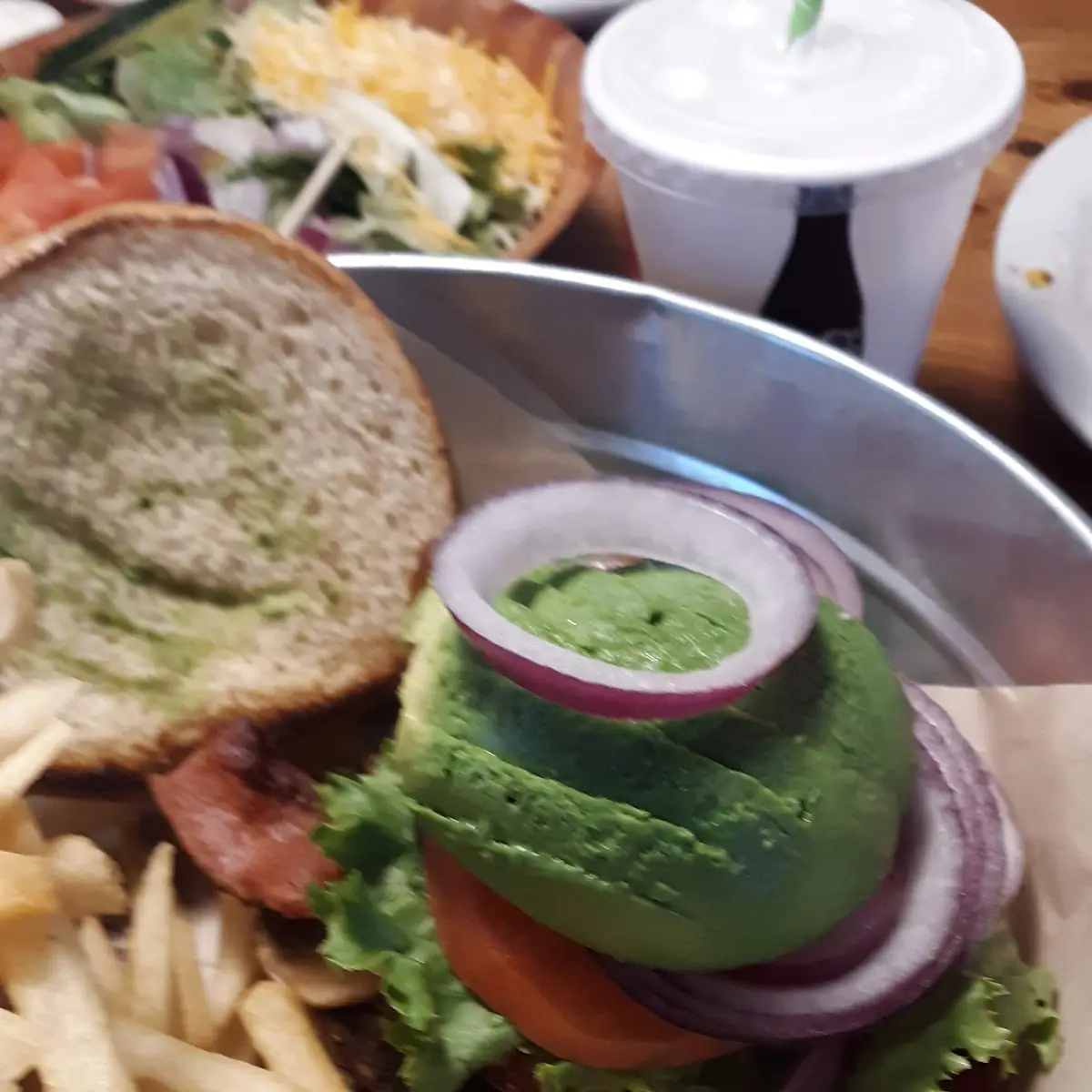 Avacado Mushroom Burger with Fries