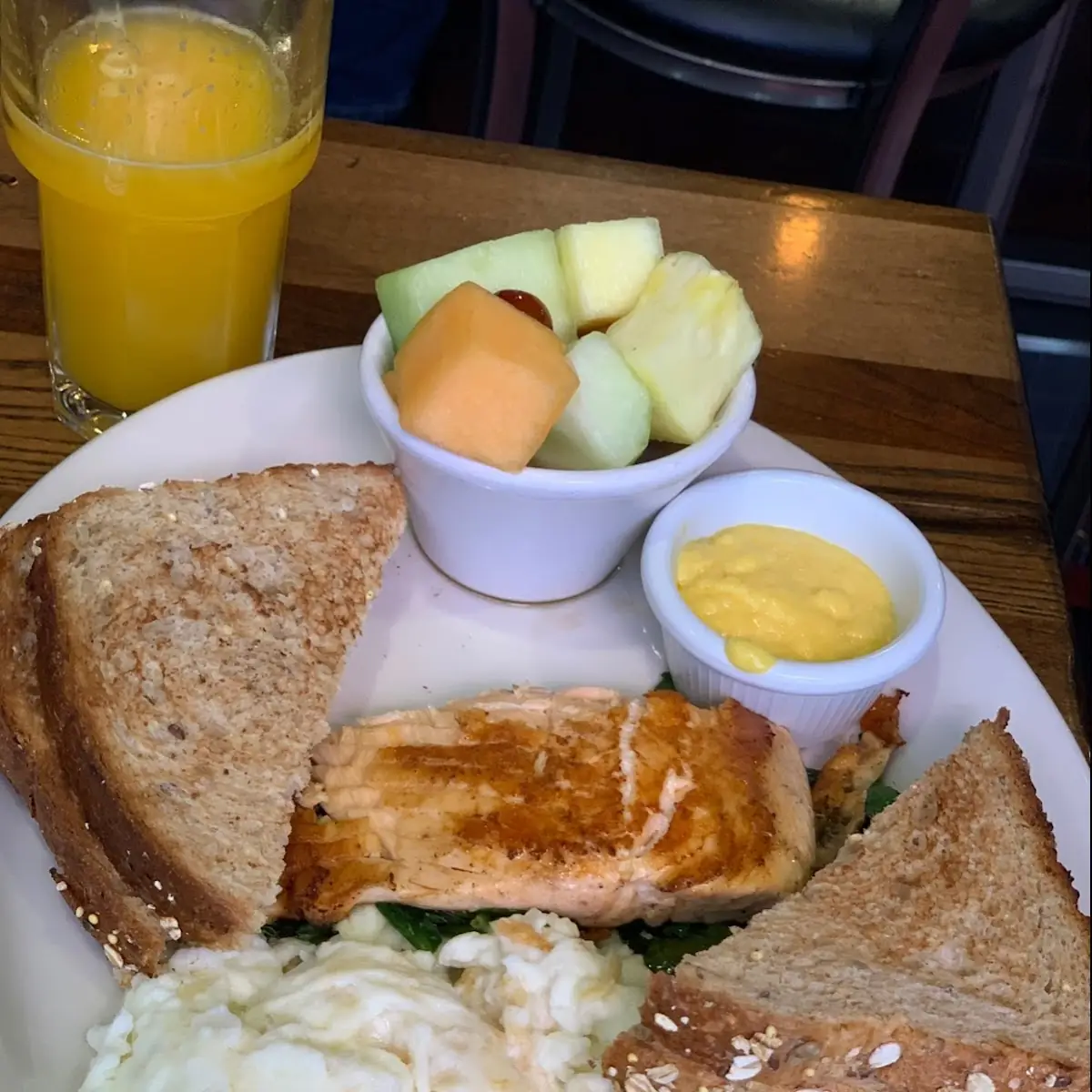 Grilled Salmon and Eggs