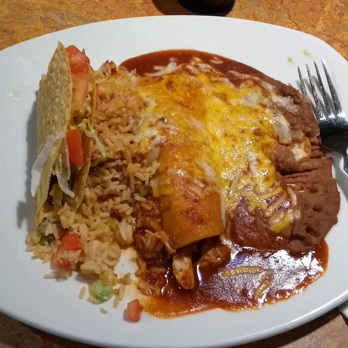 Combo Enchilada Taco Refried Beans